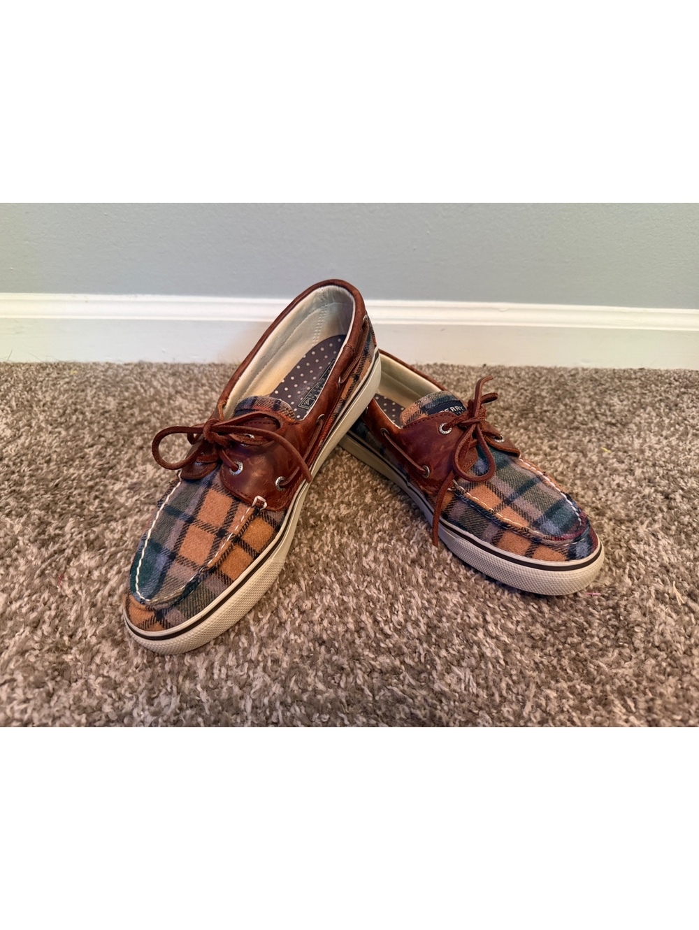 Sperry Plaid Canvas Boat Shoes Women’s 8